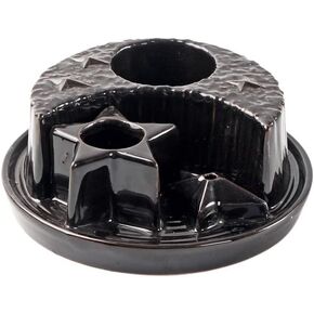 YYW Incense Burner Holder, 4 in 1 Ceramic Incense Holder for Stick Candle Sage, Moon Star Shade Marble Burner for Meditation Yoga Ornament Home Office Decoration (Black)