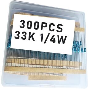 33k 1/4W, 33k 1/4W, 33k ohm, 33k 1/4W, 33kresistor, 33k ohm resistor, 33k ohm Metal resistor, 33k Metal Film resistors 1/4w(0.25w) 1% tolerance 0.01 MF Metal Film Fixed Resistor 300 pcs