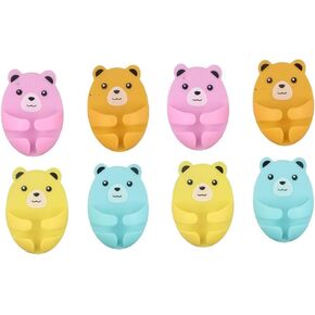 8Pcs Cartoon Punch Free Plug Hook,Cute Bear Shape Self-Adhesive Wall Plug Hook Multi-Function Wall Storage Hook for Plug Socket Home Office Bathroom