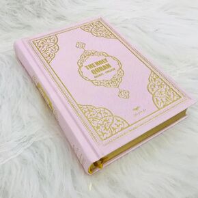 English Translate Thermo Leather Covered Quran |Quran Size:8 * 5.5 * 1.2 İnch/20 * 14 * 3cm | The Holy Quran | Great Ramadan Gifts for Muslim Men,Women (Soft Pink, Quran)