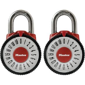Master Lock 1588T Locker Lock Combination Padlock with Magnification Lens, 2 Pack, Assorted Colors
