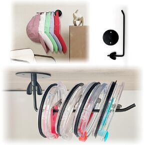 2024 New, Multifunctional Swivel Hook, Tumbler Lid Storage Box, Rotating Lid Storage Hook, Baseball Cap Rack, Baseball Cap Storage Box, Self-Adhesive Lid Hook, Gift (2-Pcs-round)