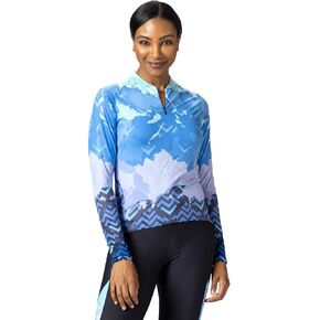 Terry Soleil Long Sleeve Bike Jersey - Women's Athletic Fit UPF 50+ Sun Protection - 14 Inch Front Zip Cycling Top