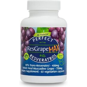 Perfect Supplements – Perfect ResGrape Resveratrol MAX – 60 Capsules – Trans-Resveratrol & Organic Muscadine Grapes – Promotes Anti-Aging