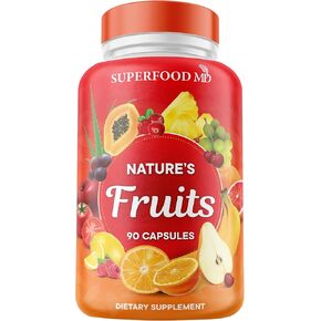 Superfood MD Fruits Supplement - 90 Fruits Capsules - Supports Energy Levels, High Lycopene, Vitamins & Minerals -Made in The USA - 90 Count