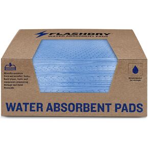 Water Absorbent Mat 50 per Box, 17.5"x13.5" - Reusable and Hand Wringable Pads - Ideal for Water Leaks, Spills, Storm Damage Cleanup - Perfect for Basements, Garages, and Under-Sink Cabinets