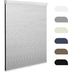 Blackout Cellular Shades for Window, Cordless Honeycomb Shades, Thermal Insulation UV Protection Cellular Blinds for Home Bedroom Living Room Office, White, 31" W x 64" H