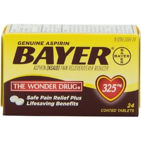 Genuine Bayer Aspirin 325mg Tablets, 24-Count (Pack of 2)