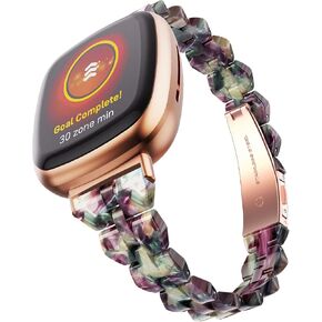 Bands Compatible with Fitbit Versa 4/Versa 3/Fitbit Sense 2/Fitbit Sense Bands Women, Slim Resin Band Fashion Lightweight Thin Replacement Wristband for Fitbit Versa 4