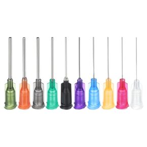 PATIKIL 14/15/16/18/19/21/22/23/25/27Ga x 1 Inch Dispensing Needle Tips, 10Pcs Stainless Steel and Plastic Glue Needle Tube Blunt Tips with Luer Lock for Glue Oil Applicator, Multicolored