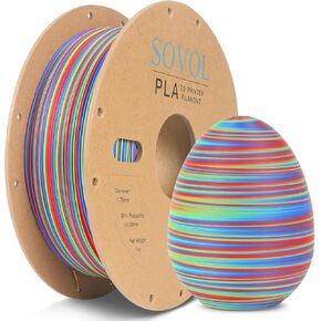 Sovol Matte PLA Filament Rotated Tri Color Co-Extrusion 1.75mm, Fast Change 3D Printer Filament 1kg/ 2.2lbs, Matte Red Green Blue 3 in 1 Coextrusion PLA Material +/-0.03mm