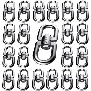 20 Pcs M5 Double Ended Swivel Eye Hook 304 Stainless Steel Eye to Eye Swivel Shackle Ring Connector