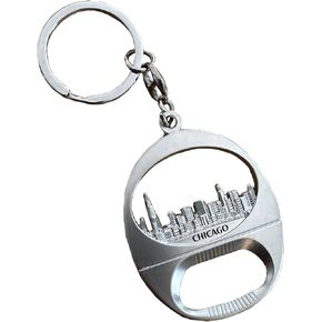 Chicago Skyline Pewter Bottle Opener Keychain