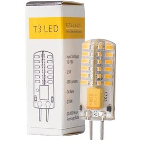 Pro-Trade T3 LED 2.5W 180 Lumens 2700K G4 Bi-Pin Base PT-T3-2.5-27 25,000 Hours Omnidirectional 10-15V Low Voltage 12v Landscape Lighting Bulb Dimmable Lamp