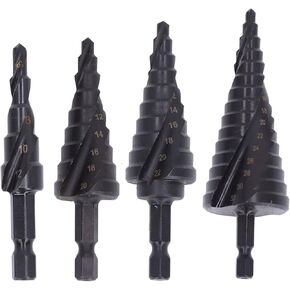 Stepped Drill, Step Drill Bit High Speed Steel Spiral Pagoda Hole Reamer Hex Shank Tool Metalworking Multipurpose Drill Bits(10 Steps(4‑22mm))