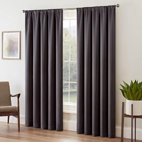 ECLIPSE Tricia Modern Room Darkening Thermal Rod Pocket Window Curtain for Bedroom (1 Panel), 52 in x 63 in, Grey