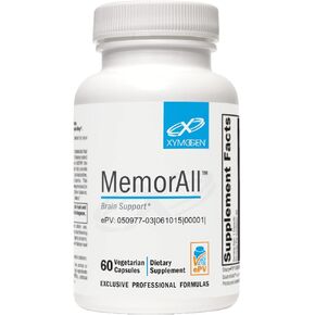 XYMOGEN MemorAll - Brain Support Supplement - Vitamins + Botanicals That Support Cognitive Function and Healthy Memory - Folate, Ginkgo, NAC, Phosphatidylserine, B12, B6, Huperzine A (60 Capsules)