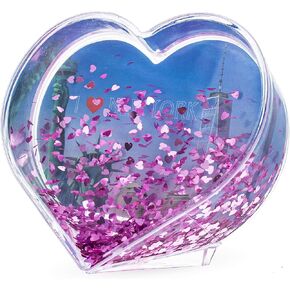 Heart Shape "I Love You" Valentines Clear Acrylic Plastic Water Globe Picture Frame