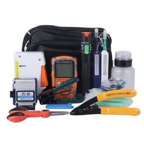 Fiber Termination Kit & Fiber Cleaning Kit - Fiber Optic Kit with Visual Fault Locator Fiber Optic Cable Tester Power Meter, Fiber Optic Cleaner, Cleaver, Stripper - Multi Tester Fiber Optic Tools Set