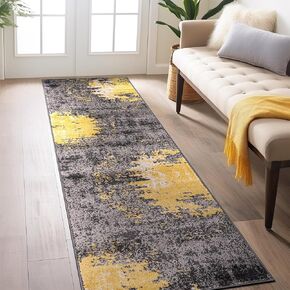 Rugshop Contemporary Abstract Splash Non Shedding Soft Ideal for Living Room,Bedroom,Kitchen Area Rug 5' x 7' Yellow