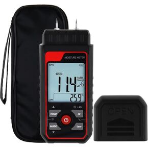 Pocket Moisture Meter, Pin Type Water Leak Detector, Digital Humidity Tester for Hard/Soft Wood, Firewood, Paper, Walls, Brick, Concrete, Drywall, Floors