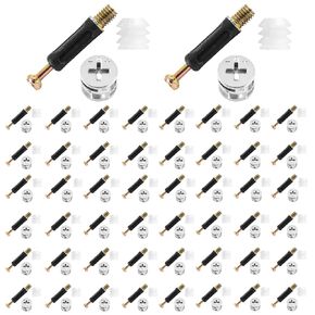 BokWin 10 Set 32mm Cam Lock Screws for Furniture,3 in 1 Cam Lock Fasteners,Cam Fitting with Dowel and Pre-Inserted Nut for Cabinet Drawer Connecting
