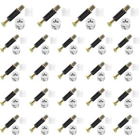BokWin 10 Set 32mm Cam Lock Screws for Furniture,3 in 1 Cam Lock Fasteners,Cam Fitting with Dowel and Pre-Inserted Nut for Cabinet Drawer Connecting in Saudi Arabia