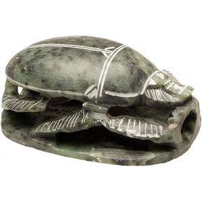 Made in Egypt- Hand Carved Soapstone Scarab - Green - Ancient Egyptian Collectible