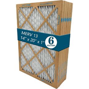 Furnace AC Air Filter MERV 13, 20" x 20" x 1" Pleated Air Filter for HVAC System (Pack of 6)