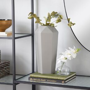 Deco 79 Ceramic Decorative Vase Centerpiece Vase, Flower Vase for Home Decoration 6" x 6" x 14", Gray