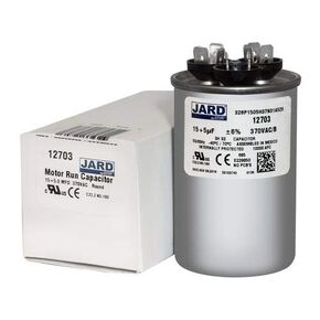 Amana - 15 + 5 uF MFD x 370 VAC GE Industrial # C3155R / 97F9810 Replacement JARD Dual Capacitor Round