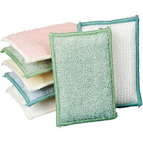 Bamboo Kitchen Sponge Dish Washing Sponges Double-Sided 3 Color 6 Packs