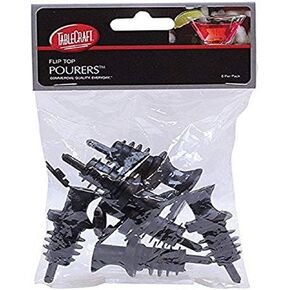 Tablecraft Flip-Top Plastic Free Flow Pourers (6 Pack), Black