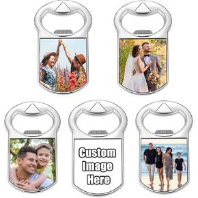 Sublimation Fridge Magnet Bottle Opener Blanks, Personalized Photo Gifts Heat Transfer for Party Favors Wedding Bestman DIY Craft Supplies (5PCS-Blank)