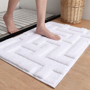 Color G White Bathroom Rugs - Refresh Your Bathroom with Absorbent White Microfiber Bath Mat - Non Slip, Soft, Washable, Quick Dry, 24"x36" Bath Rug Bathroom Carpet for Shower