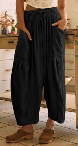 Women's Wide Leg Palazzo Harem Yoga Pants Casual Loose Beach Pilates Lounge Trousers with Pockets in Saudi Arabia