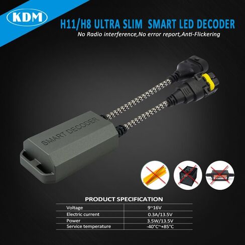 H13 9008 LED فك ترميز Canbus، مقاوم تحميل خالٍ من الأخطاء ومضاد للوميض، محول مقاوم إلغاء تحذير LED، 2 حزمة in Kuwait