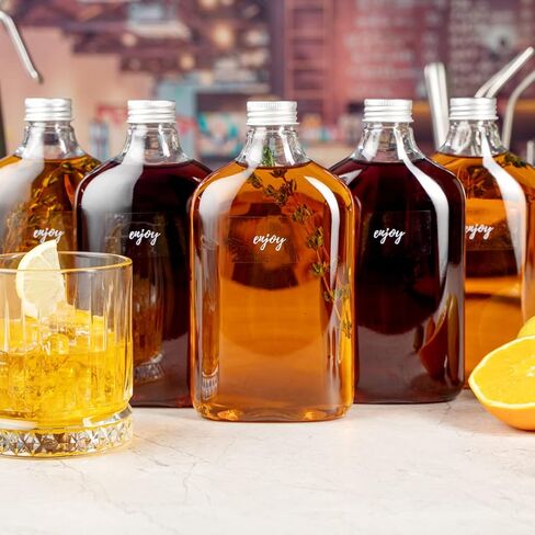 Restaurantware Bottle Tek 16.9 أوقية زجاجات الخمور 100 قارورة زجاجات بلاستيكية فارغة - يمكن التخلص منها مع أغطية الألومنيوم زجاجة بلاستيكية شفافة لصالح الطرف لعصير الزنجبيل أو الصلصات in Kuwait