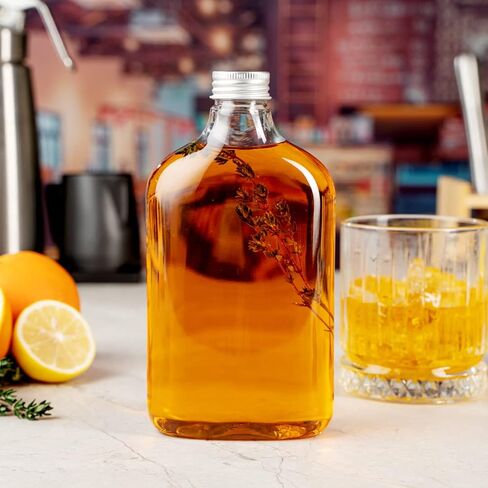 Restaurantware Bottle Tek 16.9 أوقية زجاجات الخمور 100 قارورة زجاجات بلاستيكية فارغة - يمكن التخلص منها مع أغطية الألومنيوم زجاجة بلاستيكية شفافة لصالح الطرف لعصير الزنجبيل أو الصلصات in Kuwait