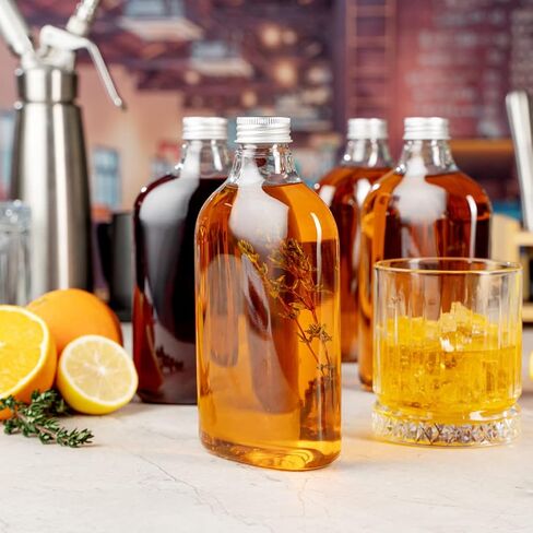 Restaurantware Bottle Tek 16.9 أوقية زجاجات الخمور 100 قارورة زجاجات بلاستيكية فارغة - يمكن التخلص منها مع أغطية الألومنيوم زجاجة بلاستيكية شفافة لصالح الطرف لعصير الزنجبيل أو الصلصات in Kuwait