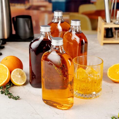 Restaurantware Bottle Tek 16.9 أوقية زجاجات الخمور 100 قارورة زجاجات بلاستيكية فارغة - يمكن التخلص منها مع أغطية الألومنيوم زجاجة بلاستيكية شفافة لصالح الطرف لعصير الزنجبيل أو الصلصات in Kuwait
