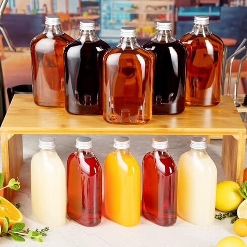 Restaurantware Bottle Tek 16.9 أوقية زجاجات الخمور 100 قارورة زجاجات بلاستيكية فارغة - يمكن التخلص منها مع أغطية الألومنيوم زجاجة بلاستيكية شفافة لصالح الطرف لعصير الزنجبيل أو الصلصات in Kuwait