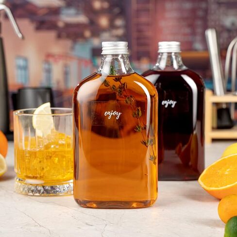 Restaurantware Bottle Tek 16.9 أوقية زجاجات الخمور 100 قارورة زجاجات بلاستيكية فارغة - يمكن التخلص منها مع أغطية الألومنيوم زجاجة بلاستيكية شفافة لصالح الطرف لعصير الزنجبيل أو الصلصات in Kuwait