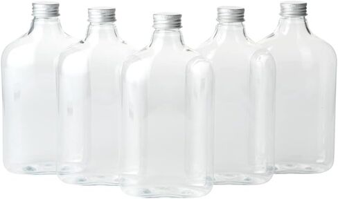 Restaurantware Bottle Tek 16.9 أوقية زجاجات الخمور 100 قارورة زجاجات بلاستيكية فارغة - يمكن التخلص منها مع أغطية الألومنيوم زجاجة بلاستيكية شفافة لصالح الطرف لعصير الزنجبيل أو الصلصات in Kuwait