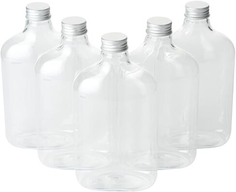 Restaurantware Bottle Tek 16.9 أوقية زجاجات الخمور 100 قارورة زجاجات بلاستيكية فارغة - يمكن التخلص منها مع أغطية الألومنيوم زجاجة بلاستيكية شفافة لصالح الطرف لعصير الزنجبيل أو الصلصات in Kuwait
