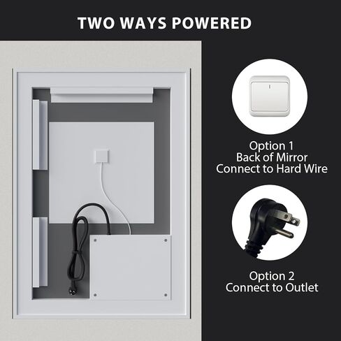 Essbhach 20 x 28 Inch LED Bathroom Mirror with Lights, Anti Fog Lighted Bathroom Vanity Mirror for Wall with 3 Colors, Front Lit, Dimmable LED Lighted Mirror, Memory Function, Horizontal or Vertical in Saudi Arabia