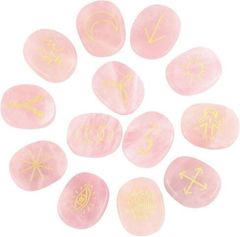 mookaitedecor 13 PCS Obsidian Witches Runes Engraved Gypsy Symbol, Healing Crystal Stone with Root Chakra Bag for Reiki Meditation Divination in Saudi Arabia