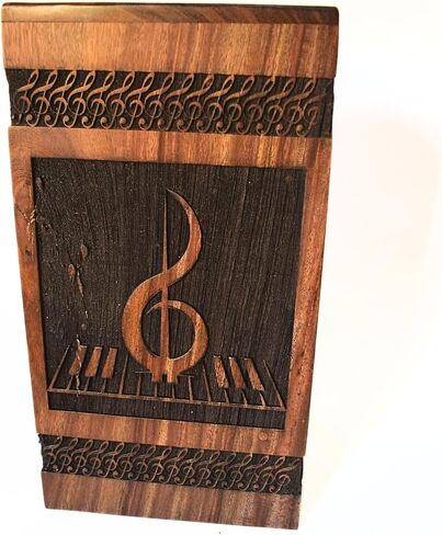 AA GLOBEL Wood and Crafts Elegant Fragile Vintage Music Designed URN for Human Ashes Funeral Memorial Urns for Ashes-Real Wood Cremation Urn for Human Ashes, Adult Women/Men in Kuwait
