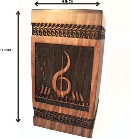 AA GLOBEL Wood and Crafts Elegant Fragile Vintage Music Designed URN for Human Ashes Funeral Memorial Urns for Ashes-Real Wood Cremation Urn for Human Ashes, Adult Women/Men in Kuwait