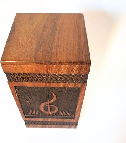 AA GLOBEL Wood and Crafts Elegant Fragile Vintage Music Designed URN for Human Ashes Funeral Memorial Urns for Ashes-Real Wood Cremation Urn for Human Ashes, Adult Women/Men in Kuwait